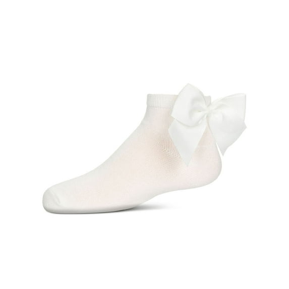 MeMoi Girls Bow-on-Back Cotton-Rich Anklet Sock - Girls - Female, 10, Winter White