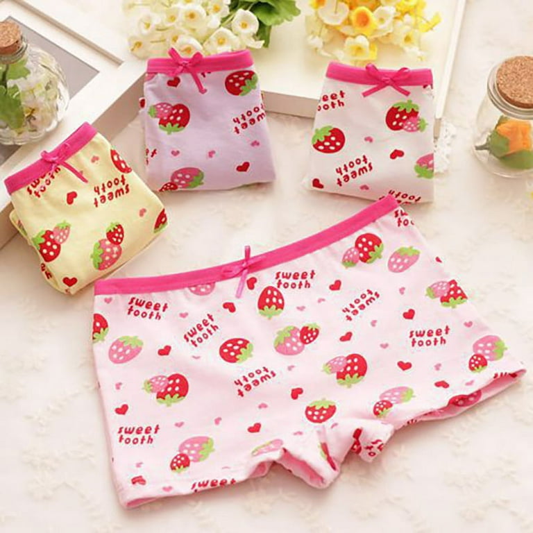 Girls Bow Briefs Cute Strawberry Print Panties Cotton Baby Girls
