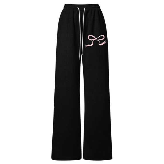 Girls Bow Drawstring Pants for Daily Casual Wear Lightweight Straight Leg Athletic Sweatpants for Playful Comfort and Everyday