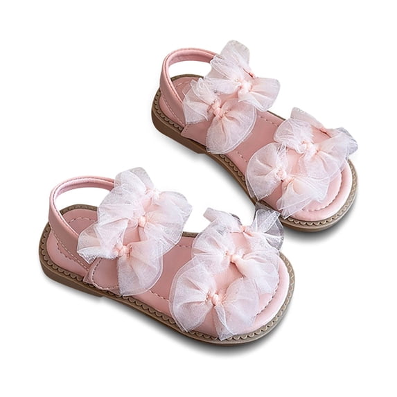 Girls' Bow Flat Sandals, Kids' Casual Soft-Sole Shoes, Princess Open-Toe Sandals for Summer