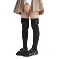 thumbnail image 1 of Girls Bow Knee High Socks Vertical Ribbed Cotton Long Stockings Soft Stretchy School Uniform Socks for Kids Daily Wear Party Dressy Outfits(3-8 Years,Black), 1 of 4