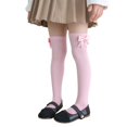 thumbnail image 1 of Girls Bow Knee High Socks Vertical Ribbed Cotton Long Stockings Soft Stretchy School Uniform Socks for Kids Daily Wear Party Dressy Outfits(3-8 Years,Pink), 1 of 4