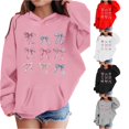 thumbnail image 1 of Girls Bow Print Hoodie Long Sleeve Sweatshirt Casual Pullover Top For Kids, 1 of 4