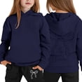 thumbnail image 1 of Girls Bow Print Jogging Suits Sweatsuits 2 Piece Set Oversized Hoodie and Sweatpants Kids Fall Winter Clothes Navy 9 Years-10 Years, 1 of 5