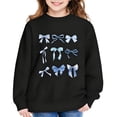 thumbnail image 1 of Girls Bow Print Sweatshirt Cute Long Sleeve Pullover Top for Kids Teens Fleece Lined Crew Neck Sweatshirts Casual Wear 9-10 Years Black, 1 of 6