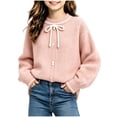 thumbnail image 1 of Girls Bow Sweater Cute Crew Neck Pullover for Kids Girls Christmas Birthday Sweaters Pink 7-8 Years, 1 of 6