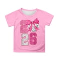 thumbnail image 1 of Girls Bow Top 2026 Digital Element New Year Print Short Sleeve Casual T Shirt Pink 8 Y-9 Y, 1 of 4