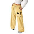 thumbnail image 1 of Girls Bowknot Baggy Sweatpants Lightweight Straight Leg Athletic Casual Pants With Pockets For Everyday Wear, 1 of 6