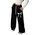 thumbnail image 1 of Girls Bowknot Baggy Sweatpants Lightweight Straight Leg Athletic Pants With Pockets For Casual Wear, 1 of 6