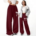 thumbnail image 1 of Girls Bowknot Lightweight Baggy Sweatpants for Everyday Outdoor Activities | Loose Straight Leg Athletic Pants with Pockets for Kids 4-13 Years Girls, 1 of 5