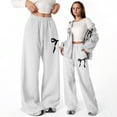 thumbnail image 1 of Girls Bowknot Lightweight Baggy Sweatpants for Everyday Outdoor Activities | Loose Straight Leg Athletic Pants with Pockets for Kids 4-13 Years Girls, 1 of 5