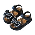 thumbnail image 1 of Girls Bowknot Open Toe Sandals - Black Hook and Loop Summer Shoes for Kids Little Kid Big Kid Non-Slip,Size 13 Little Kids, 1 of 9
