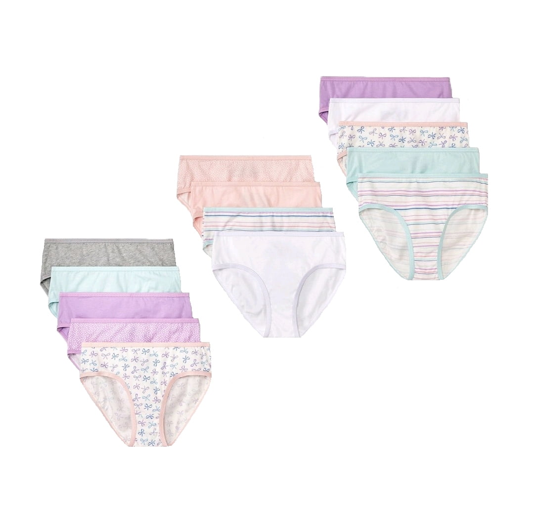Girls' Bows and Stripes 14 Pack Cotton Briefs - 10 - Walmart.com