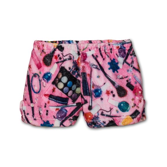 Girls Boxer Shorts Pajama Fun Shorts Plush Lounge Sleepwear, Pink, Size: 12