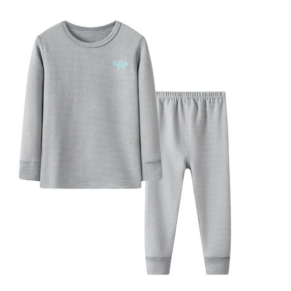 Girls Boy's Fleece Long Sleeve Athletic Base Layer Compression Underwear Shirt Tights Set Kids Thermal Underwear Set Gray 2-3 Years