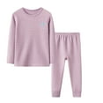 thumbnail image 1 of Girls Boy's Fleece Long Sleeve Athletic Base Layer Compression Underwear Shirt Tights Set Kids Thermal Underwear Set Purple 2-3 Years, 1 of 7