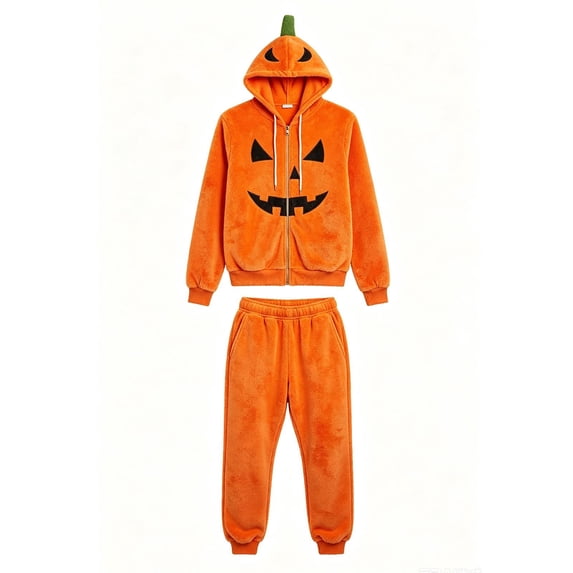 Girls Boys 2 Piece Outfits Pumpkin Graphic Long Sleeve Hoodie Sweatpants Set Cute Halloween Outfits(Orange,150)