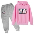 thumbnail image 1 of Girls Boys 2 Piece Outfits Sweatsuit Oversized Sweatshirt Sweatpants Tracksuit Sweat Lounge Matching Set 2024 Fall Trendy Pink 100, 1 of 3