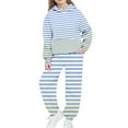 thumbnail image 1 of Girls Boys 2 Piece Sweatsuits Sets Hoodie Sweatshirt and Jogger Sweatpants Tracksuit Unisex Kids Sweat Set (14-15 Years, Light Blue|Striped), 1 of 5