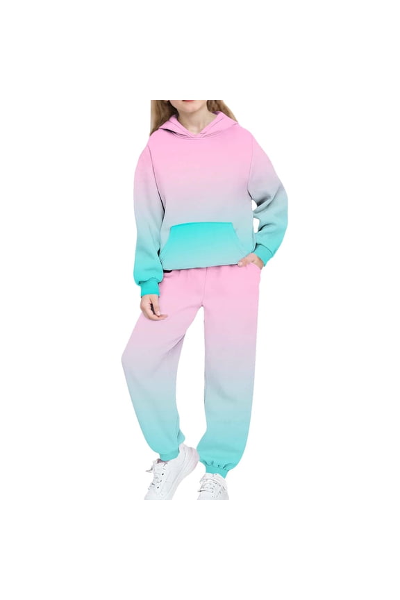 Girls Boys 2 Piece Sweatsuits Sets Hoodie Sweatshirt and Jogger Sweatpants Tracksuit Unisex Kids Sweat Set (14-15 Years, Pink A)