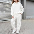 thumbnail image 1 of Girls Boys 2 Piece Tracksuit Athletic Sweatsuits Sets, Sport Hooded Sweatshirt and Jogger Sweatpants Clothing Sets for Halloween Christmas(White,8-9 Years), 1 of 5