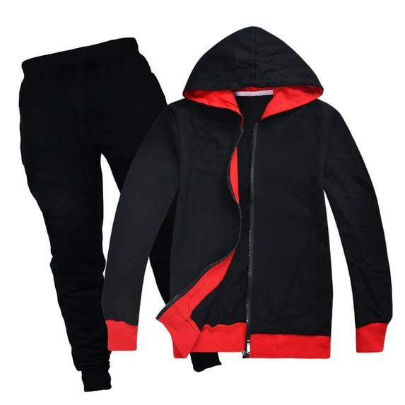 Girls Boys 2 Pieces Sweatsuit Sets Solid Color Full Zip Up Hoodie Sweatshirt and Casual Sweatpants Athletic Tracksuit Baby Fall Winter Outfits for Girl Boy Size 7-8