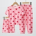 thumbnail image 1 of Girls Boys 3 Piece Outfits Kids Short Sleeve T-shirt and Shorts and Trousers Clothes Set Tween Boy Tracksuit Clothing 3-16Y Pink 13-14 Years, 1 of 5