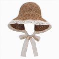 thumbnail image 1 of Girls Boys 6-24 Months Vacation Bucket Hat Baby Girl Straw Hat Outdoor Baby Sun Hats Summer Bowknot Cap For Infant Toddler Girls--Khaki Hat, 1 of 6