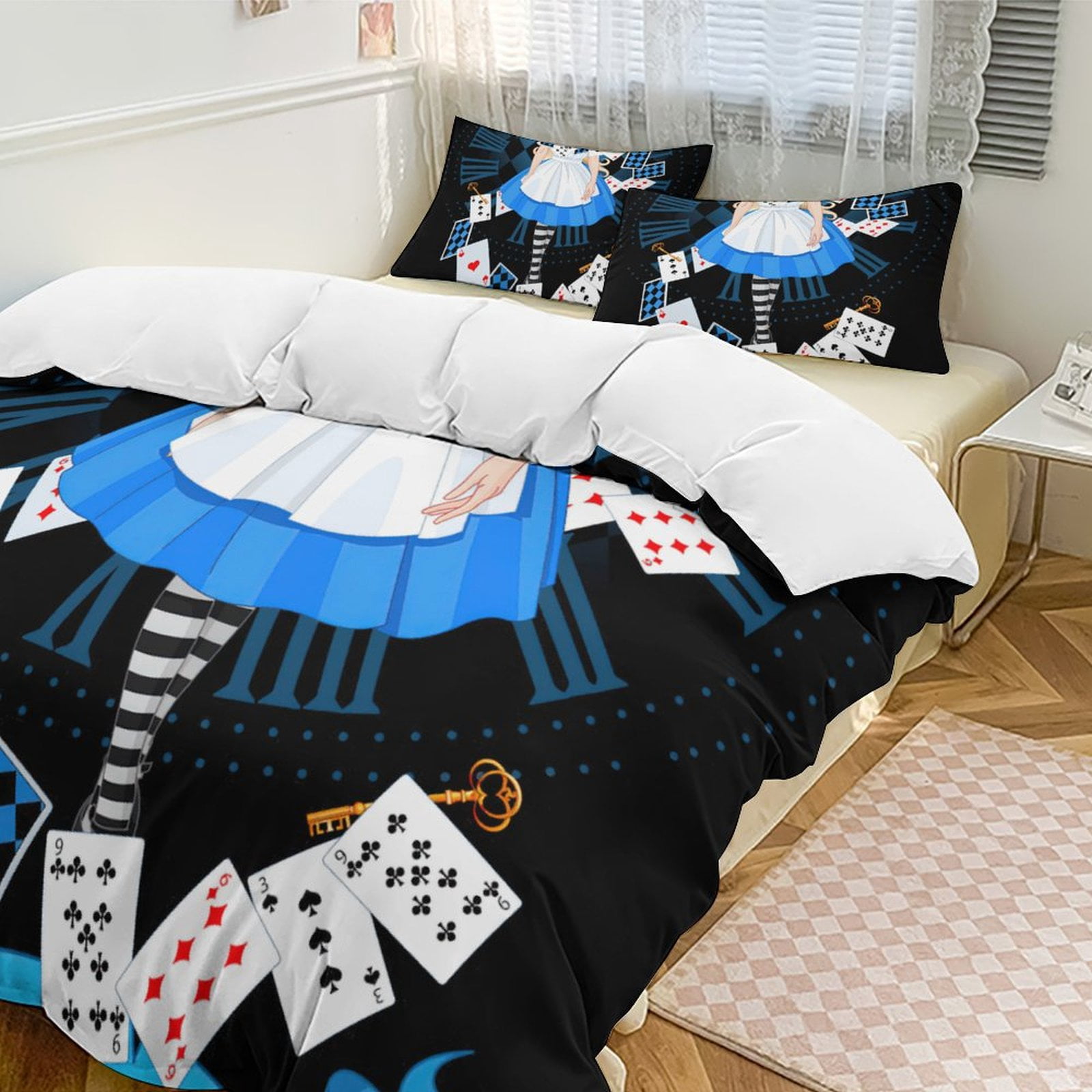Girls Boys Alice in Wonderland Comforter Cover Set 3 Piece Bed in A Bag ...