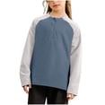 thumbnail image 1 of Girls & Boys Athletic Workout Tops with Zipper Mock Neck Long Sleeve T Shirts Size 3-17 Teens Juniors Stretchy Pullover Color Block Thermal Warm Top, 1 of 4