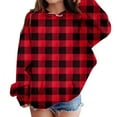 thumbnail image 1 of Girls And Boys Autumn And Winter Color Round Neck Long Sleeved Pocket Sports Casual Children Hooded Sweatshirt,children's checkered sweatshirt features regular sleeves, a hooded collar and pockets, 1 of 4