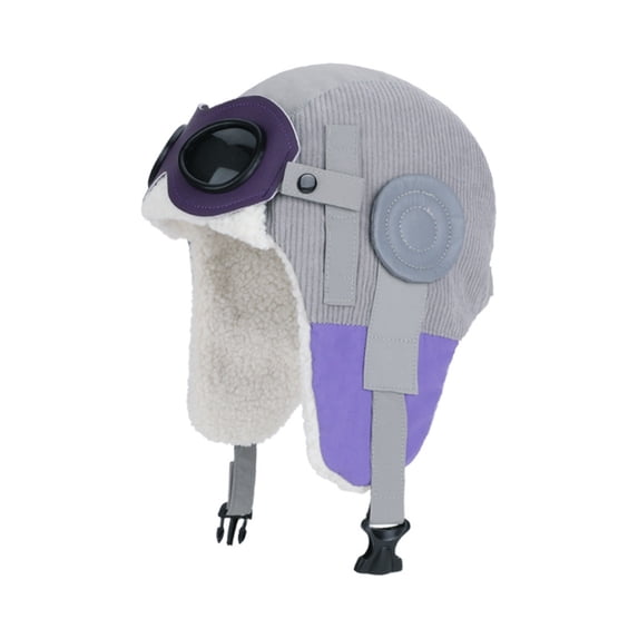 Girls Boys Aviator Hat, Plush Lined Ear Flap Hat with Chin Strap, Vintage Style Winter Cap for Skiing, Snowmobiling & Costume Gray 1pcs