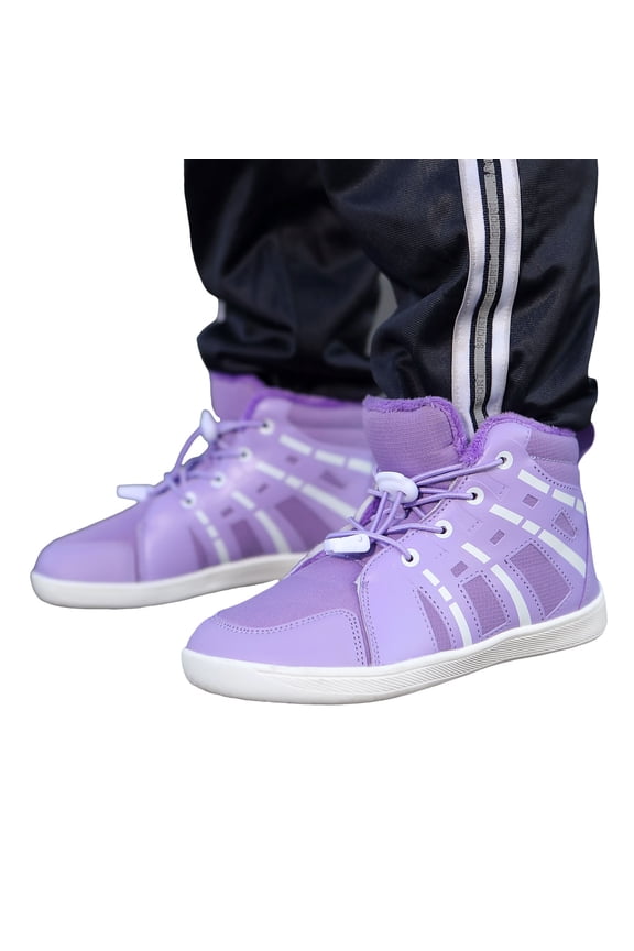 Girls Boys Barefoot Snow Boots Adjustable Strappy Booties Casual Furry Lined Wide Toe Box Flats Shoes