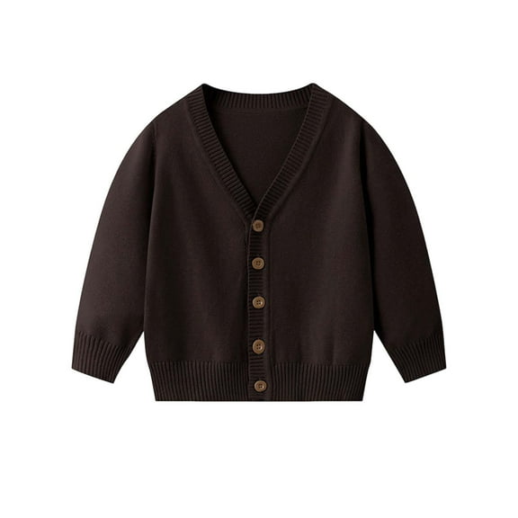 Girls Boys Button Up V Neck Cardigan Sweater Kids Long Sleeve Knit Coat Outerwear Casual Loose Jacket