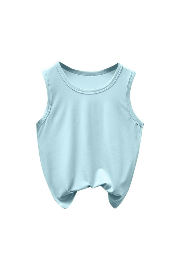 Girls Boys Cami Vests Underwear Kids Soft Cotton Breathable Undershirts White Pastel Tank Top 2-12 Years Blue 11-12 Years