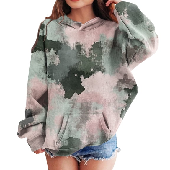 Girls Boys Camo Hoodie Toddler Oversized Hooded Sweatshirt Camouflage Casual Pullover Tops with Pockets Pink 140