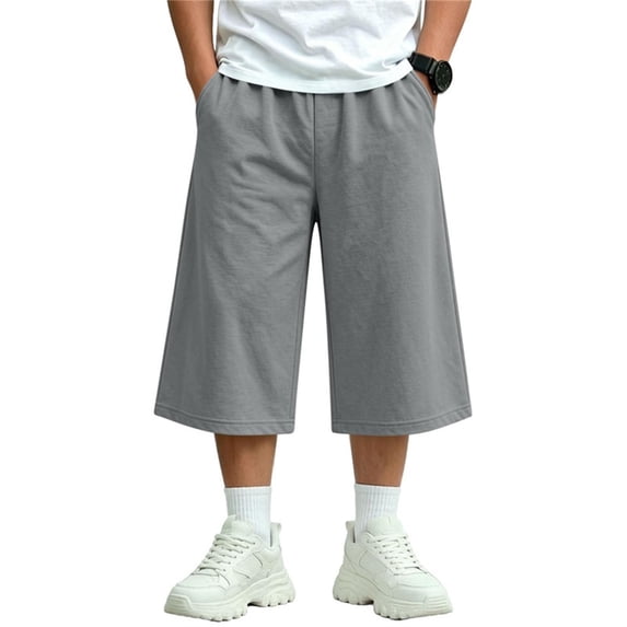 Girls Boys Capri Sweatpants, Pull On Elastic Waist Straight Leg Cropped Long Pants for Kids Gray 11-12 Years