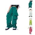 thumbnail image 1 of Girls Boys Cargo Pants 2026 Casual Elastic Waist Drawstring High Waisted Baggy Parachute Pants with Pockets Kids Sweatpants, 1 of 4