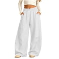 thumbnail image 1 of Girls Boys Casual Sweatpants Elastic Waist Fashion Joggers Soft Comfy Loose Baggy Trousers with Pockets White 2 10-11Years, 1 of 9