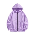 thumbnail image 1 of Girls Boys Children Fleece Plain Hoodie Top Full Zip Hooded Sweatshirts Warm Jackets Fall Winter Casual Long Sleeve Coat with Pockets Sweat Tops Baggy Dailywear Sportswear, 1 of 5