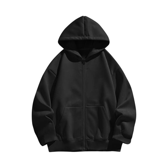 Girls Boys Children Fleece Plain Hoodie Top Full Zip Hooded Sweatshirts Warm Jackets Fall Winter Casual Long Sleeve Coat with Pockets Sweat Tops Baggy Dailywear Sportswear