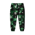 thumbnail image 1 of Girls Boys Christmas Pattern Pants Cute Print Elastic Waist Drawstring Long Pant Plus Velvet Padded Warm Soft Trousers with Pockets Green 3-4 Years, 1 of 3
