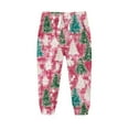 thumbnail image 1 of Girls Boys Christmas Pattern Pants Cute Print Elastic Waist Drawstring Long Pant Plus Velvet Padded Warm Soft Trousers with Pockets Pink 10-11 Years, 1 of 3