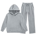 thumbnail image 1 of Girls Boys Classic 2pcs Sweatsuit Fleece Tracksuit Pullover Hooded Sweatshirts and Drawstring Wide Leg Sweatpants Activewear, 1 of 7