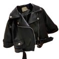 thumbnail image 1 of Girls Boys Coat Motorcycle Handsome Cool Style Large Lapel Zipper Leather 2024 Autumn Winter Girl Boy Clothes, 1 of 5
