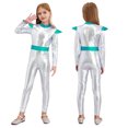 Girls Boys Cosplay Alien Costume Shiny Metallic Full Body Suit Space
