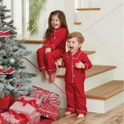 EKEZON Girls Boys Cotton Pajama Set Christmas Long Sleeve Sleepwear Button-Down Nightwear Loungewear