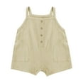 thumbnail image 1 of Girls & Boys Cute Jumpsuits Shorts with Pockets 6M-2Y Toddlers Kids Sleeveless Suspender Rompers Infants Solid Color Button Jumpsuit Short, 1 of 2