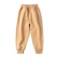 thumbnail image 1 of Girls Boys Elasticated Waist Warm Pants Baggy Sports Sweatpants School Pe Children Loose Straight Pants Brown 6-7 Years, 1 of 3
