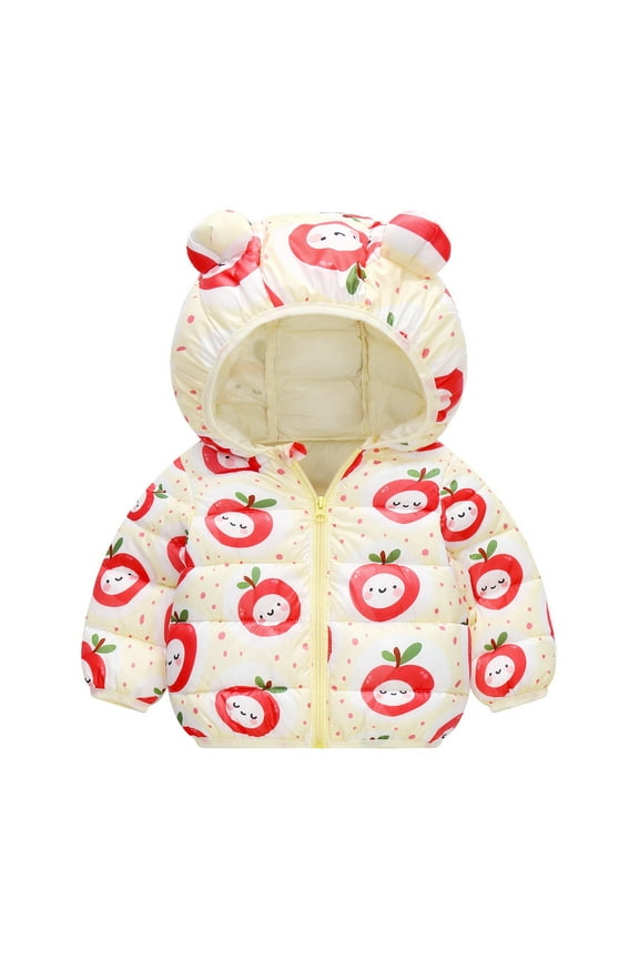 Girls Boys Fall Winter Coats Toddler Long Sleeve Warm Jacket Coat Bear Ears Cartoon Rabbit Dog Strawberry Outerwear Jackets 12-18 Months